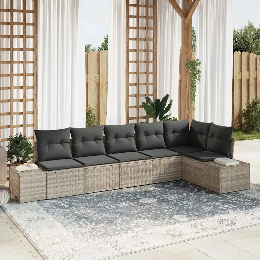 Set Divano da Giardino 6 pcs Grigio chiaro polyrattan