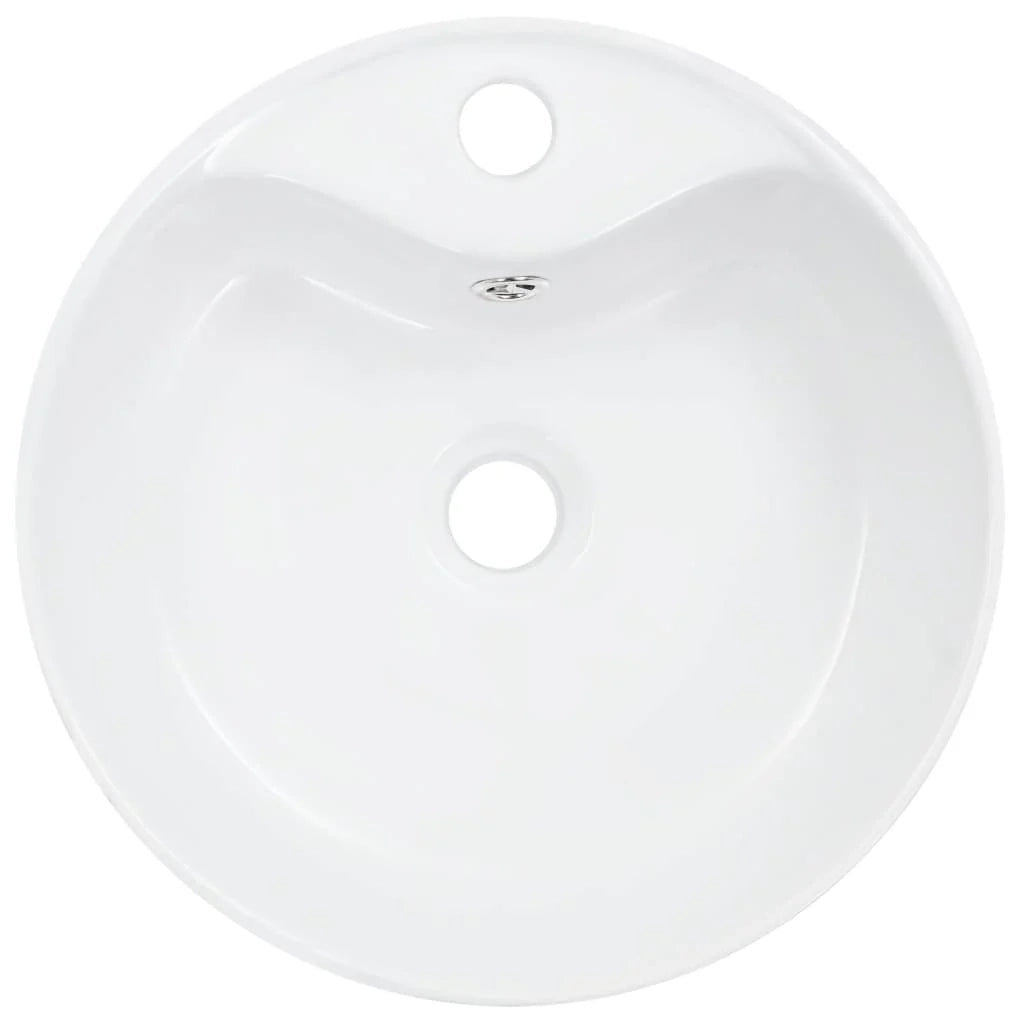 Lavabo da bagno diametro 36 cm con troppopieno ceramica bianca 02_0002620