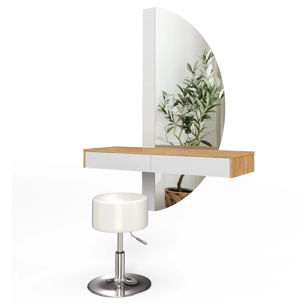 Vicco Tavolo da toeletta Bianco 120 cm con illuminazione LED e sgabello
