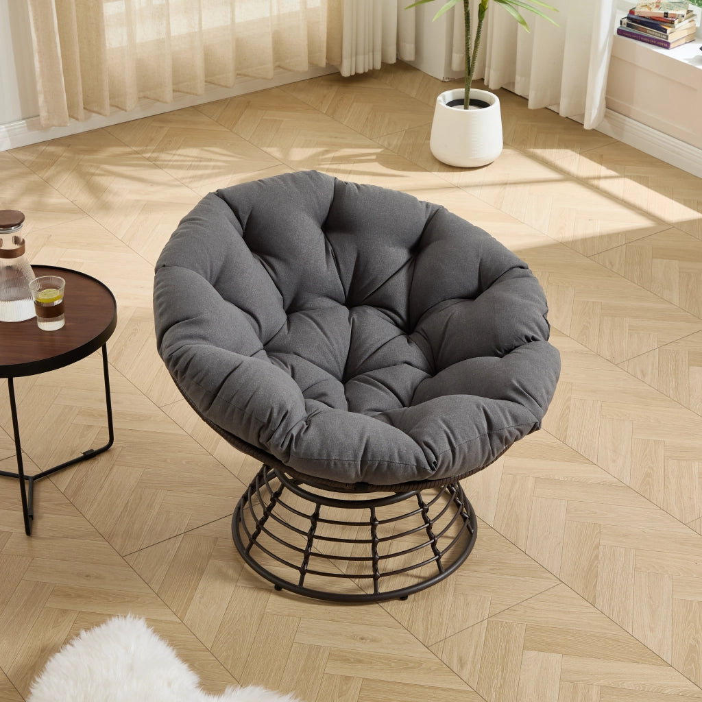 POLTRONA girevole 360° Ø92x67 cm acciaio grigio