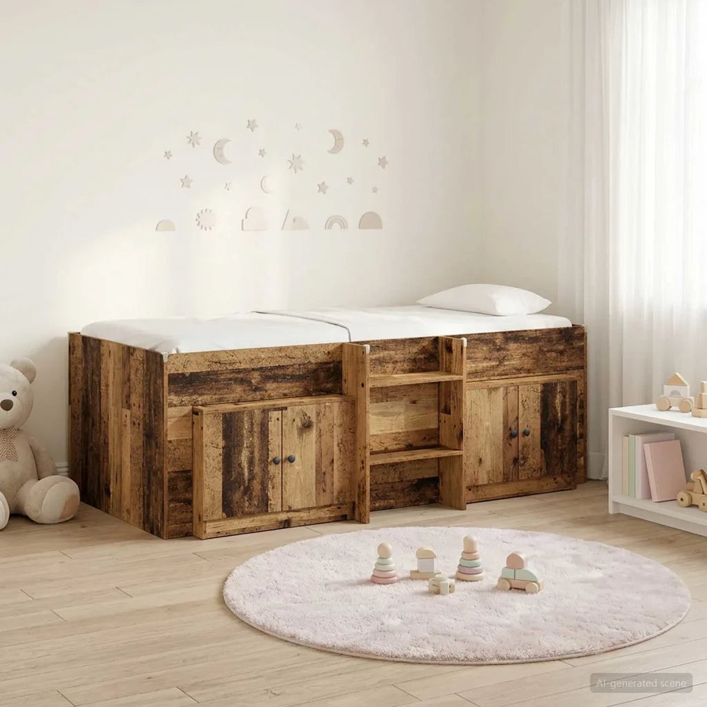 Struttura Letto Loft con Armadietto con porta 3 pz Legno antico 3423380