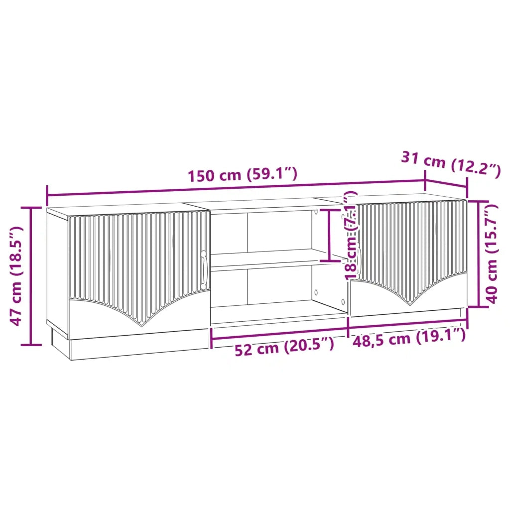 Mobile TV Nero 150 x 31 x 47 cm Legno ingegnerizzato