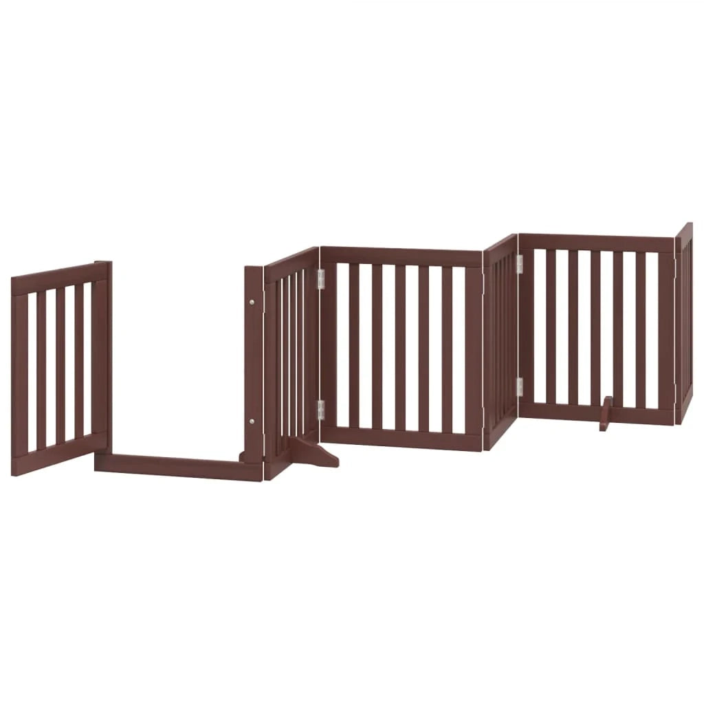 Cancelletto di sicurezza per animali domestici porta pieghevole 9 pannelli legno di pioppo marrone 02_0023275