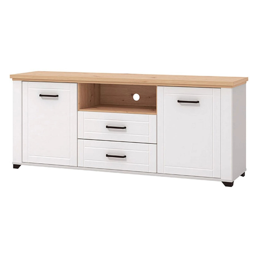Rotondi, Mobile Porta tv 2 Cassetti, 161x41x66.5h cm Bianco