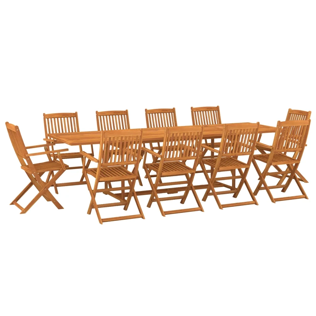 Set da Pranzo da Giardino 11 pz 280x90x75 cm Massello di Acacia 3086990