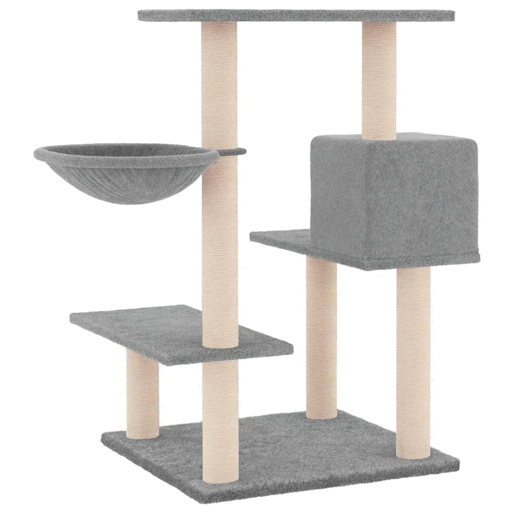 Albero per Gatti con Tiragraffi in Sisal Grigio Chiaro 82,5 cm CFW2363024