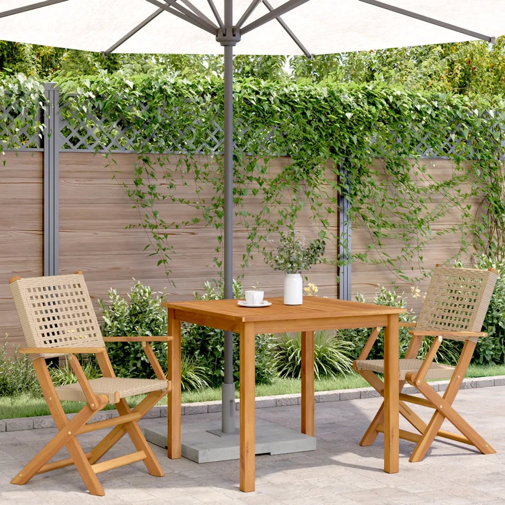 Sedie da Giardino 2 pz Beige Legno Massello Acacia e Polyrattan 367665