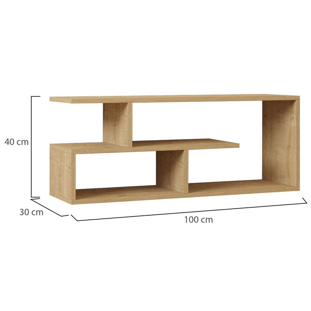 Foglizzo, Mobile Porta tv 2 Ripiani, 100x30x40h cm Marrone Rovere