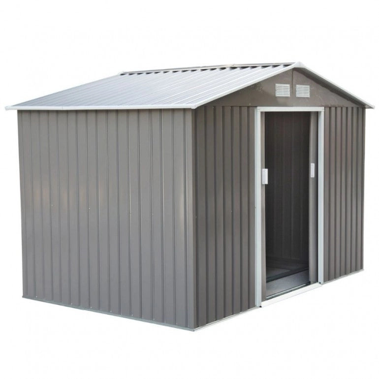 Casetta da Giardino in Metallo Ezooza 277 x 195 x 192 cm in Acciaio Verniciato di colore Grigio Chiaro