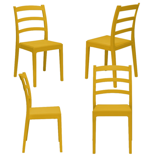 Set 4 Sedie in polipropilene REA, MADE IN ITALY, impilabile, resistente ai raggi UV, design classico, ideale per sala da pranzo, cucina, sala d’attesa, bar, ristoranti o giardino, colore Senape