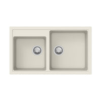 Lavello 86 cm da incasso in sintetico effetto granito due vasche Bianco