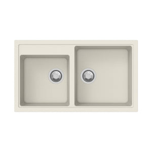 Lavello 86 cm da incasso in sintetico effetto granito due vasche Bianco