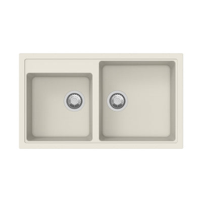 Lavello 86 cm da incasso in sintetico effetto granito due vasche Bianco