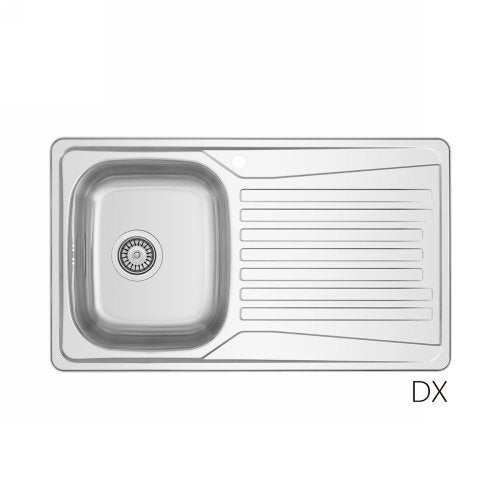 Lavello incasso in acciaio inox 86x50 gocciolatoio DX  - Cromo