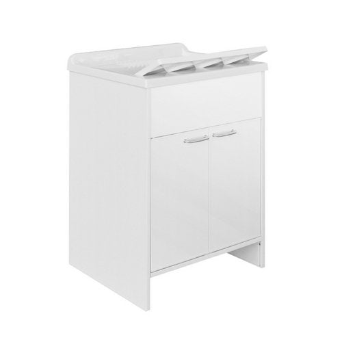 Lavatoio 60x50 con mobile 2 ante in PVC con tavola - Bianco