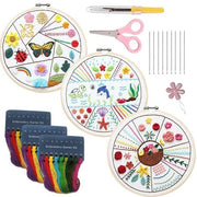 Set di pratica di punti di cucito a tre pezzi, set di punti di cucito per animali per principianti con anelli di cucito a maglia, fili per appassionati di hobby, cucire a mano con abilità di cucito.