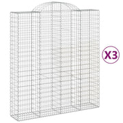 Cestini gabbioni recinzione a gabbia muro di contenimento ad arco 3 pezzi 200 x 50 x 220/240 cm ferro zincato argento 02_0040755