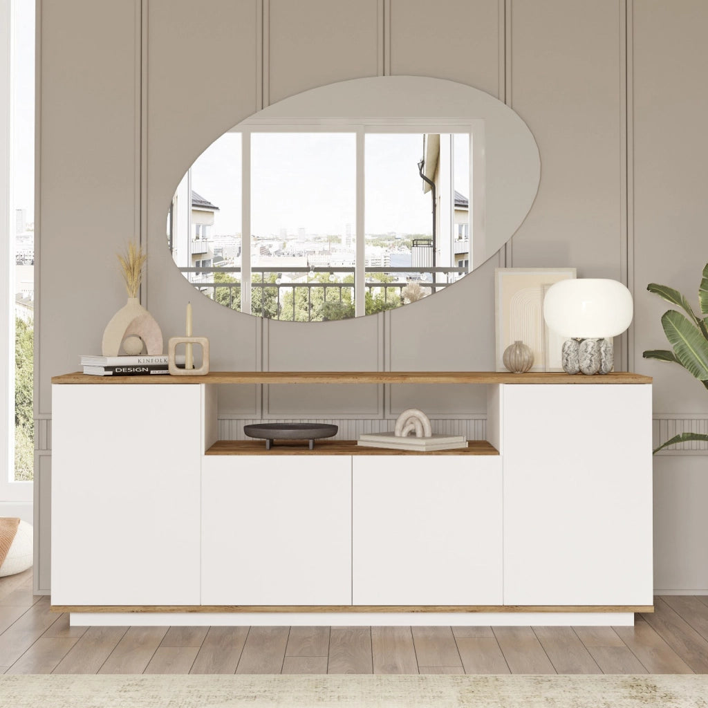 Credenza in legno "FR15" - 180 x 44 x 75 cm - Pino Atlantico Bianco