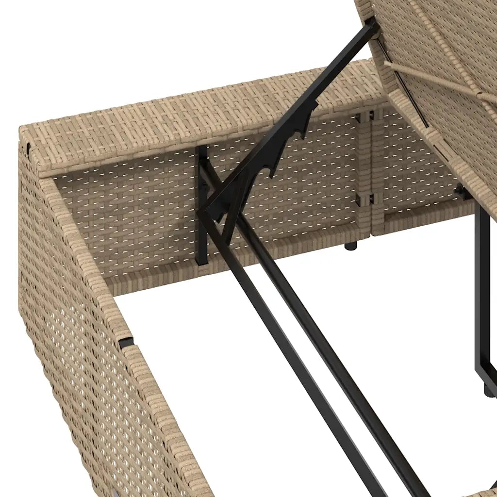 Lettino Prendisole con Cuscino Galleggiante Beige in Polyrattan 4104206