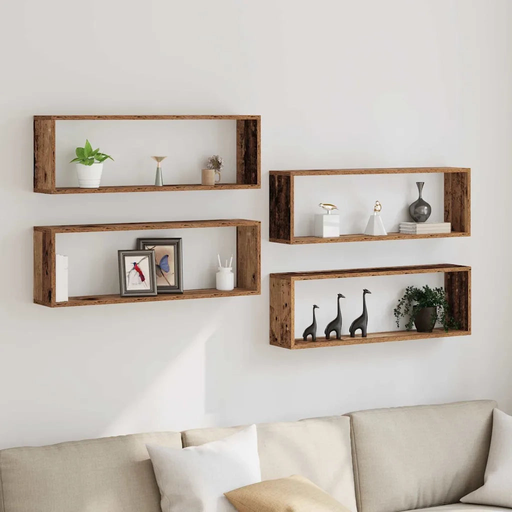 Scaffali da parete 4 pcs Legno vecchio 80 x 15 x 26 cm 862640