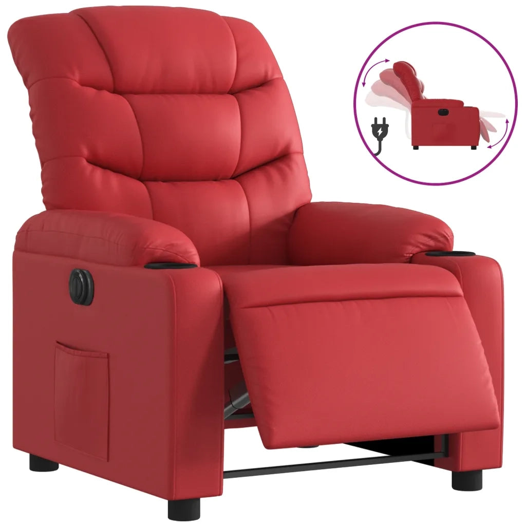 Divano Sedia-Poltrona Reclinabile Elettrica Rossa in Similpelle 536598