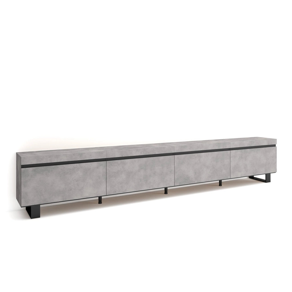 Mobile TV Soggiorno, 320x35x57cm, TV di grande formato, Design industriale, grigio cemento RF3627
