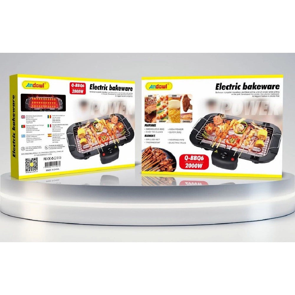 Trade Shop - Griglia Elettrica 2000 W Barbecue Grill Bistecchiera Bbq Giardino Q-bbq6 Jy-06 -
