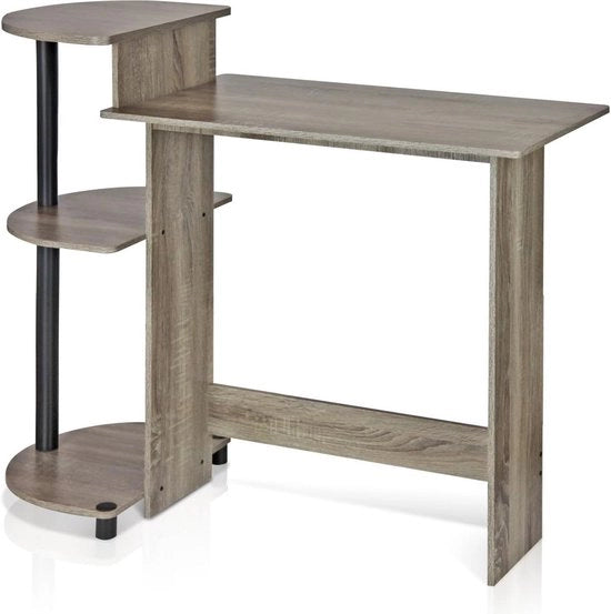Biblioteca Compacta per computer - Scrittoio per PC con pannelli - Francese rovere/nero - 99 cm di larghezza - 853 cm di altezza - 394 cm di profondità