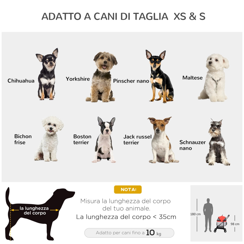 Trasportino per Cani Pieghevole con Tettuccio ¨C Minimal ¨C Rosso 82x49.5x98cm