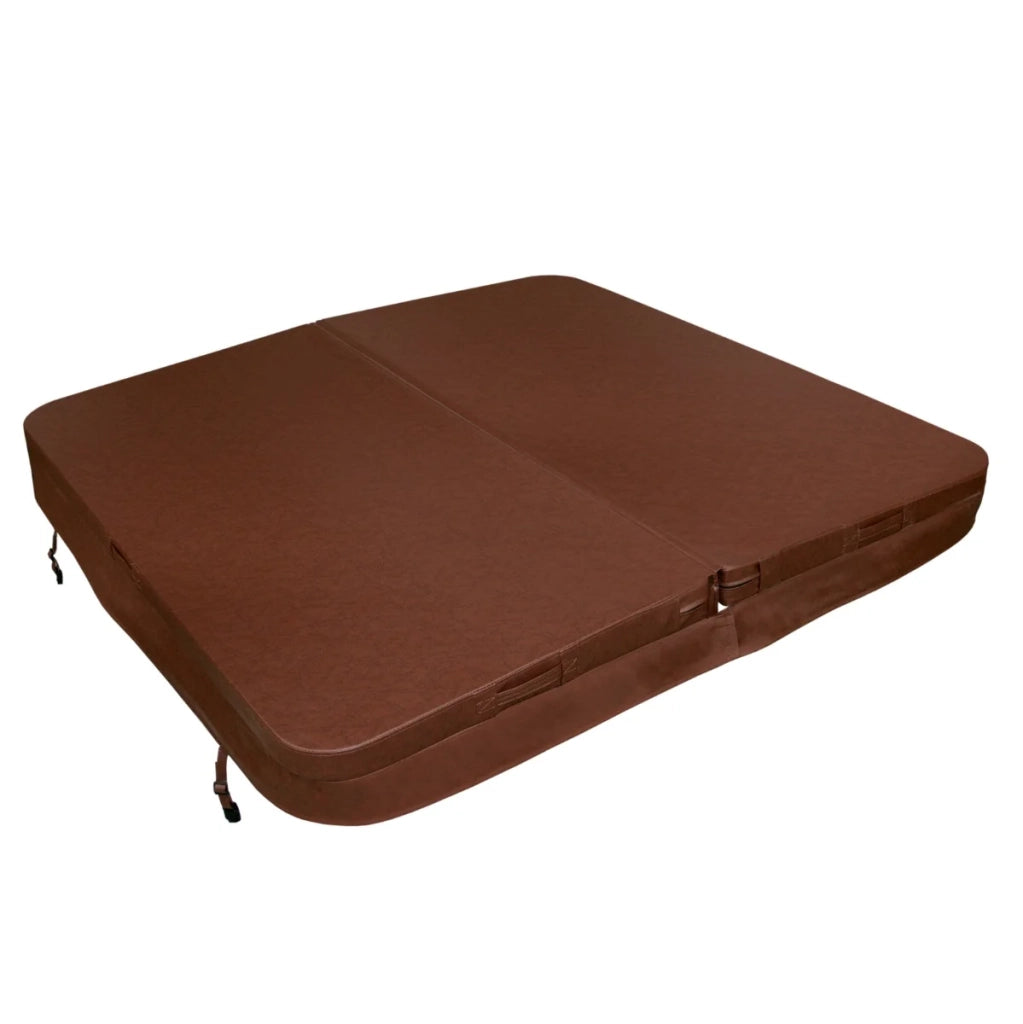 Copertura per vasca idromassaggio Coperchio Spa 2 x 2 m quadrato Marrone Hard Top Resistente alle intemperie PVC in Pelle