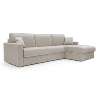 Chris Divano letto angolare 5 posti in tessuto impermeabile T13 268 cm Destro (mat 140x197) panna