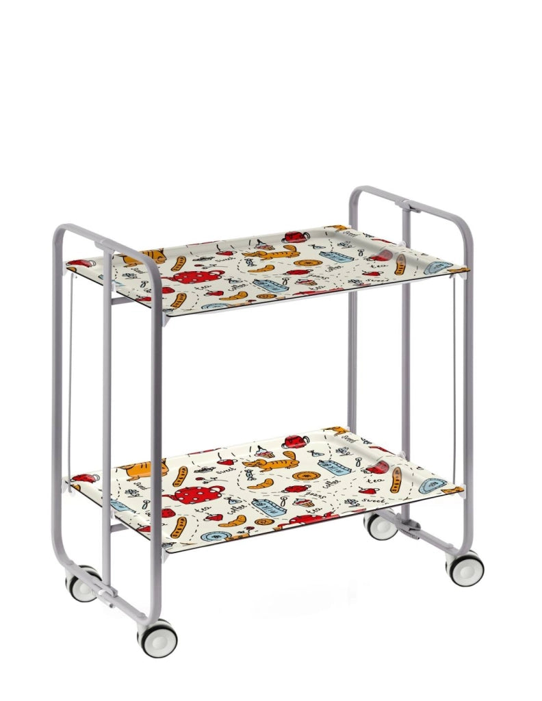 Carrello da cucina pieghevole grigio con ruote BAUHAUS 2 ripiani
