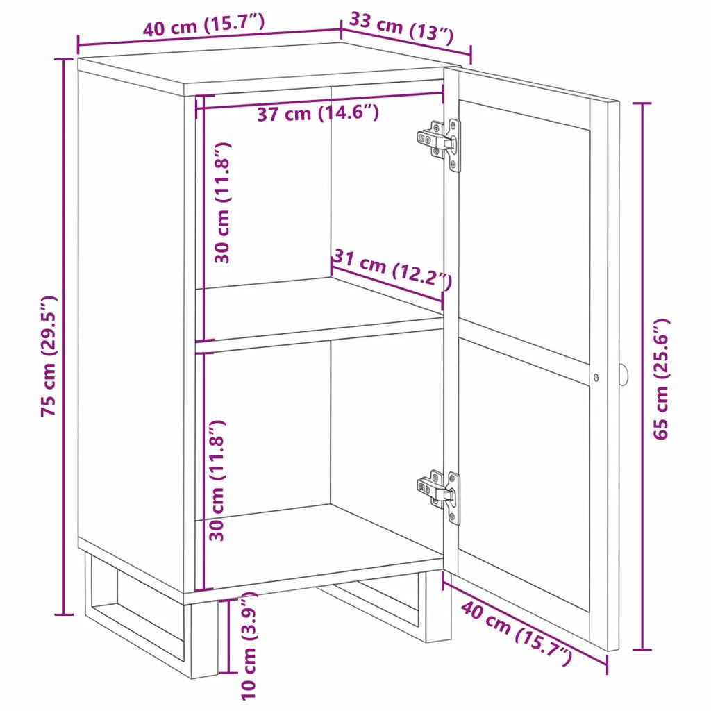 Credenza | Madia | Buffet da pranzo | Armadio da pranzo Marrone 40 x 33 x 75 cm Legno di mango massello