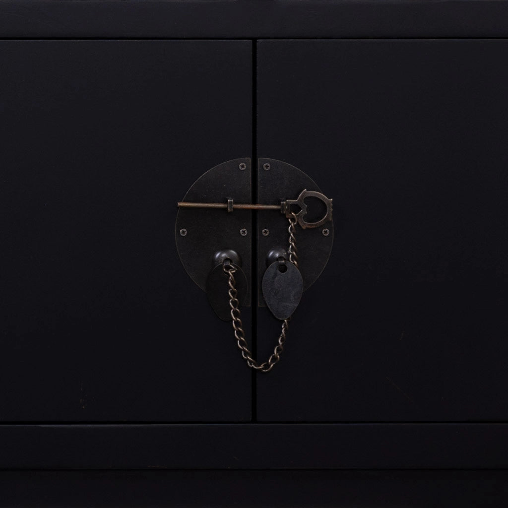 Credenza in legno con 7 cassetti e 2 porte 128x26x78