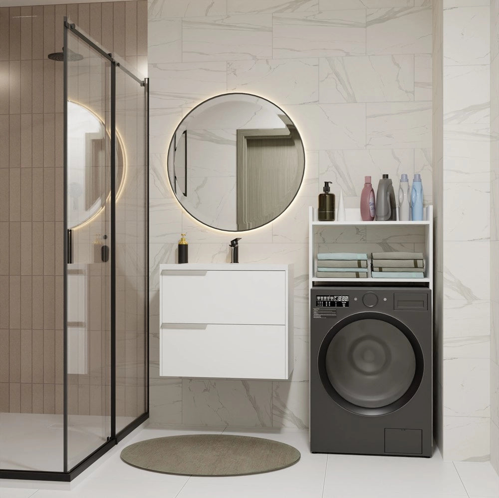 Mobile bagno NINA NP bianco per lavatrice scaffale colonna 2 ripiani per bagno