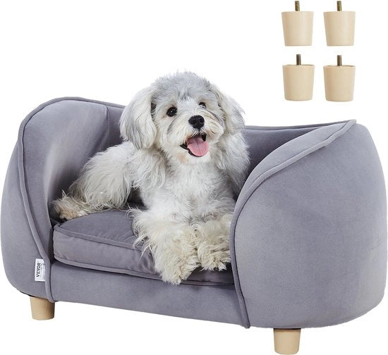 Sofa per cani - Cuscino per cani - Banca per cani - Zona di riposo per cani - Letto per cani - Sopra gambe - Grigio - Piuma soffice - Peso 30 kg - 68,5 x 38 x 38 cm