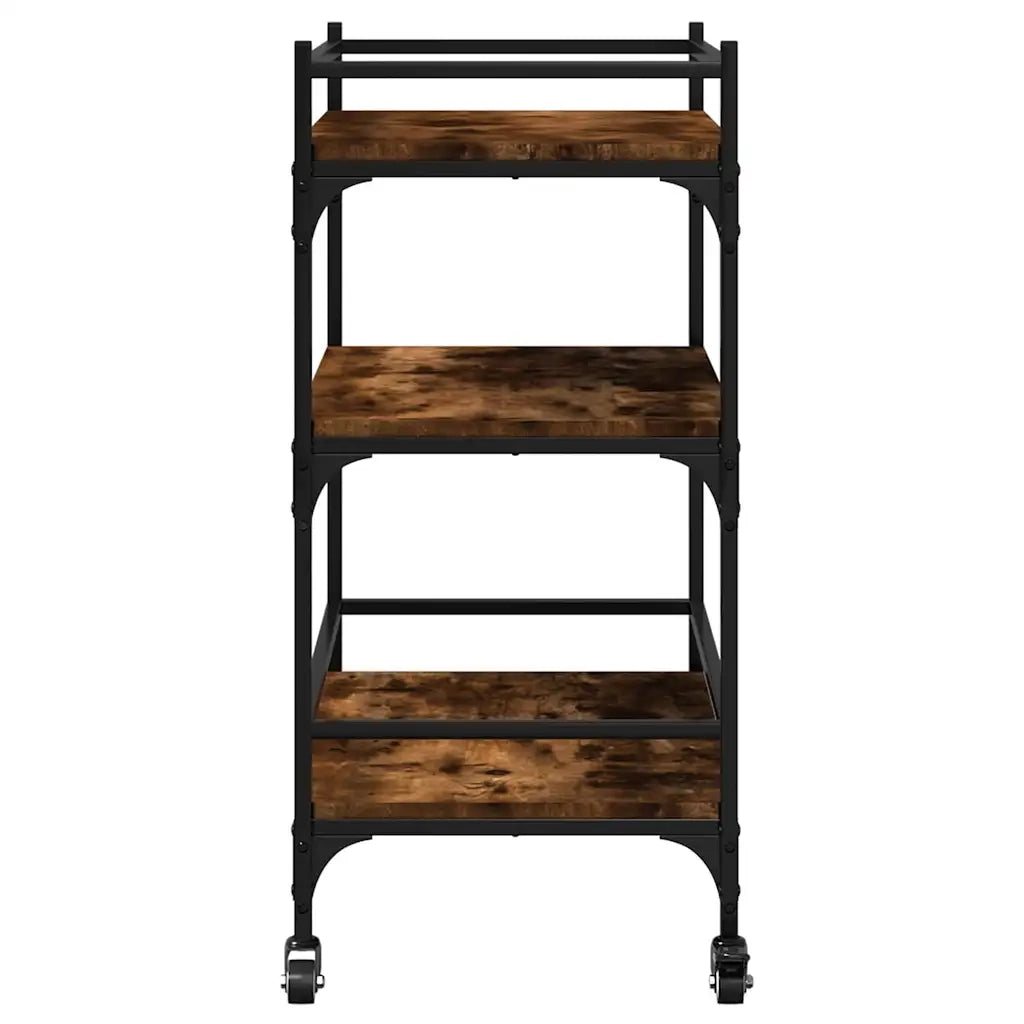 Carrello da Cucina-Scaffale per Cucina Rovere Fumo 65x40x86,5 cm Legno Multistrato