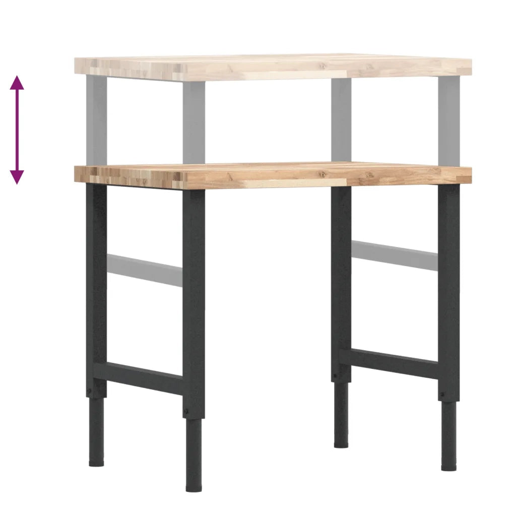 Banco Lavoro 80x60x(73-99,5) cm Legno di Faggio Rettangolare 3309690