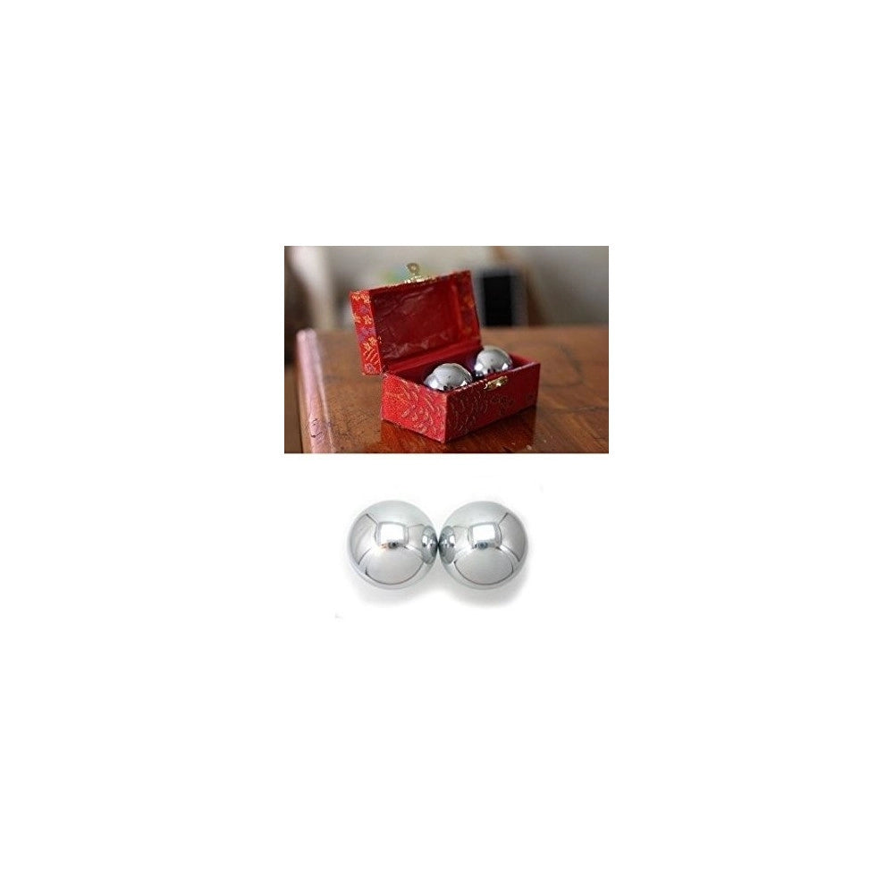 Trade Shop - 2 Sfere Cinesi In Acciaio Anti Stress Relax Massaggio Casa Spa 52 Mm Forza Mano -