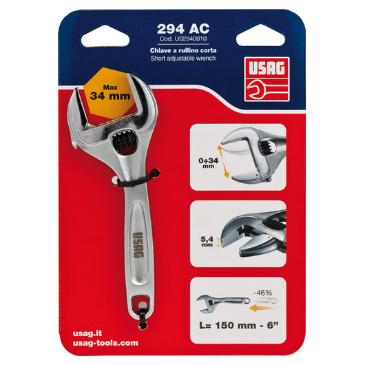 USAG CHIAVE REGOLABILE A RULLINO CORTA U02940010