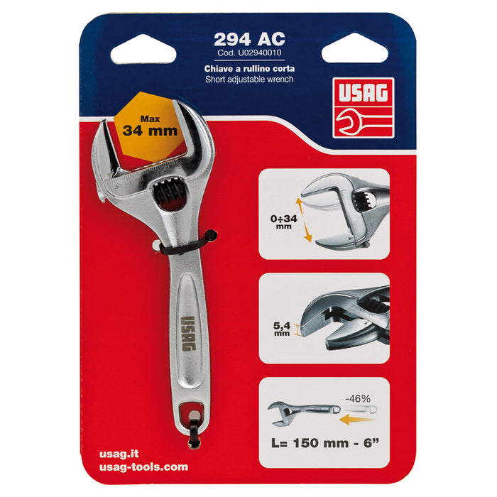 USAG CHIAVE REGOLABILE A RULLINO CORTA U02940010