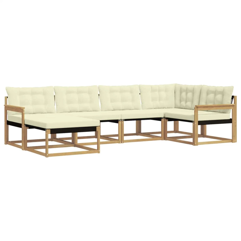 Set di divani da esterno con cuscino 6 pcs Bianco e Crema