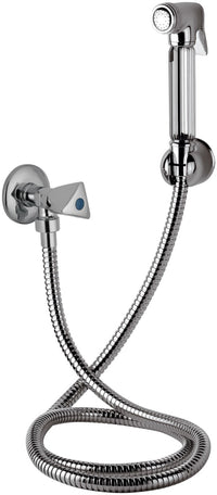 Doccetta bide con doccia a pulsante, flessibile, rubinetto e supporto lux - set relax