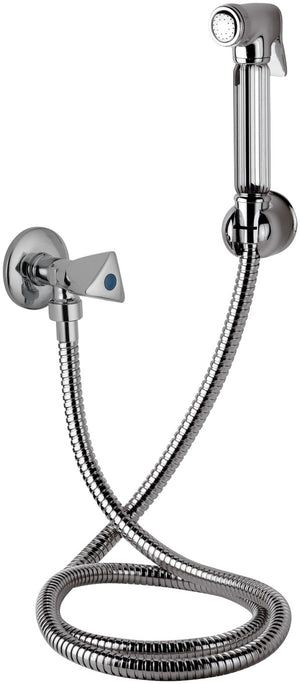 Doccetta bide con doccia a pulsante, flessibile, rubinetto e supporto lux - set relax