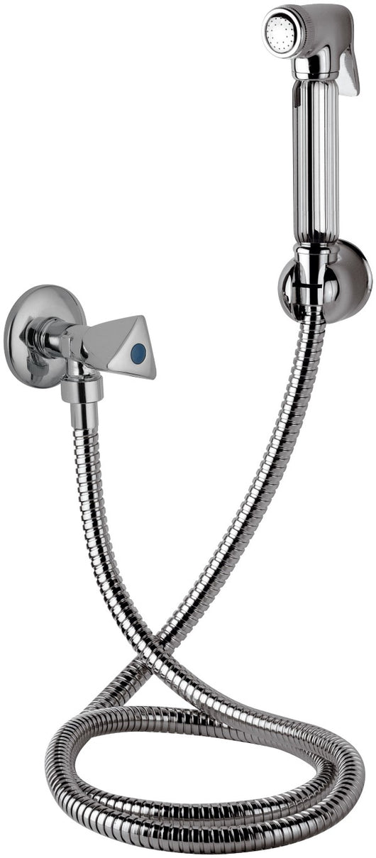 Doccetta bide con doccia a pulsante, flessibile, rubinetto e supporto lux - set relax