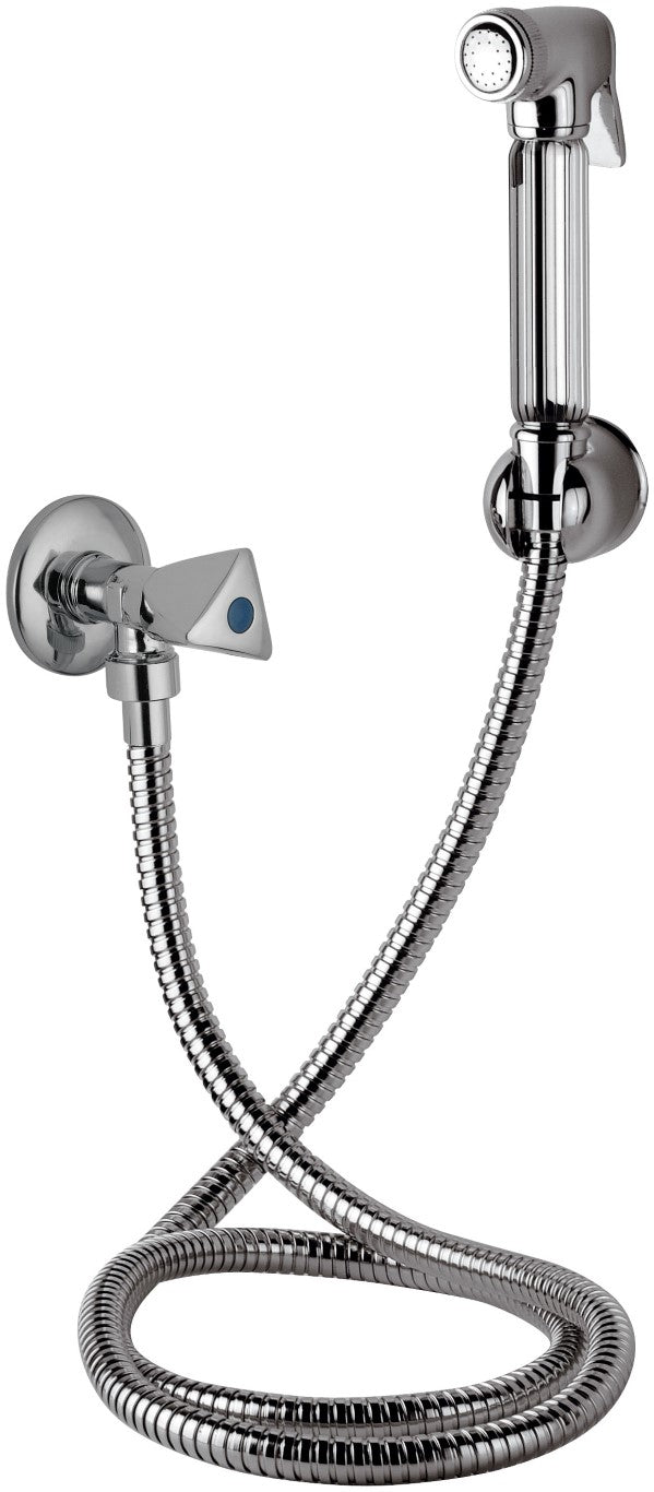 Doccetta bide con doccia a pulsante, flessibile, rubinetto e supporto lux - set relax