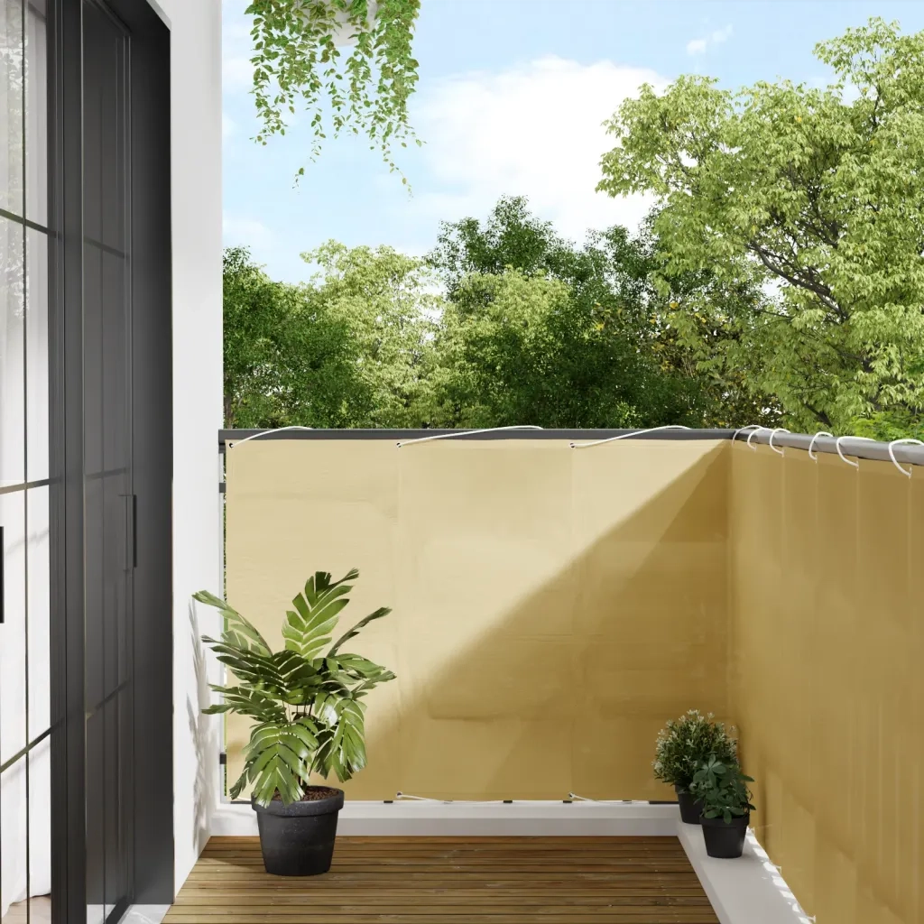 Paravento da Balcone-Pannello per balcone Sabbia 120x400 cm 100% Poliestere Oxford