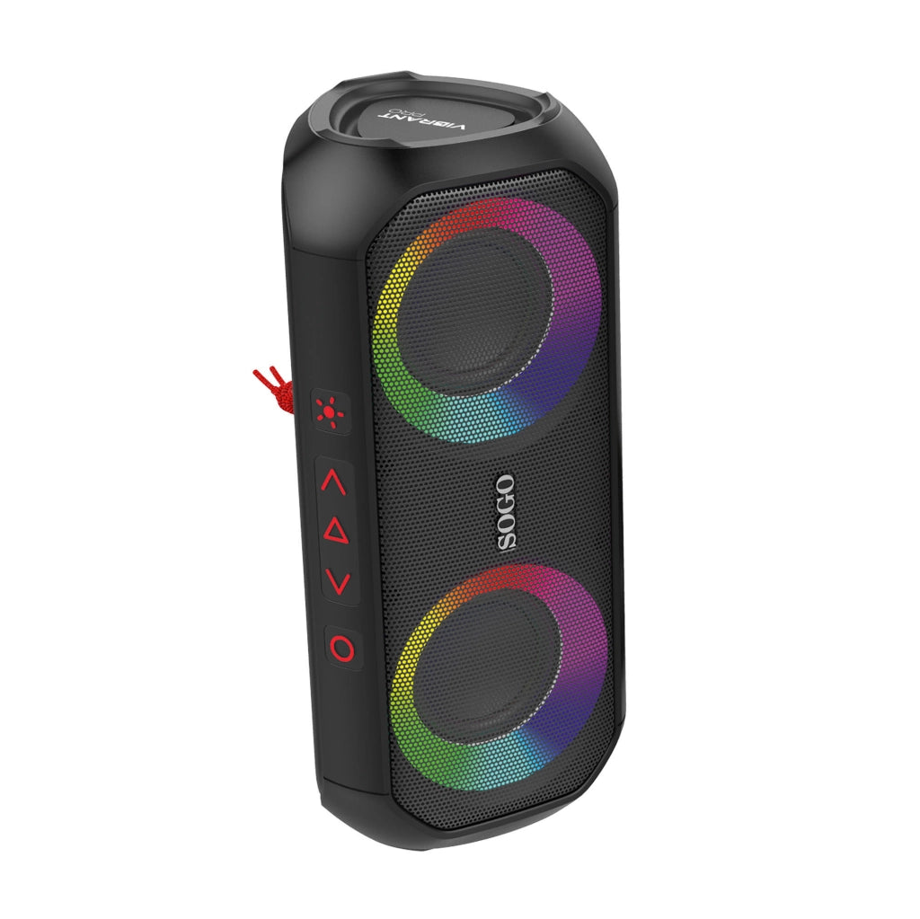 Altoparlante Bluetooth portatile con luci LED RGB, 24W, TWS stereo, impermeabile IP6, autonomia 10h - SOGO