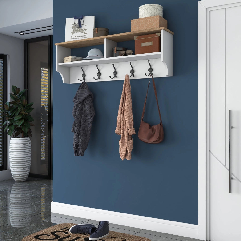 Appendiabiti in legno "Pino" - 120 x 22 x 37 cm - Bianco
