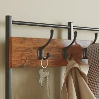 Mobile d'ingresso 4 in 1, appendiabiti, vestiaire con 7 cassetti in tessuto e 14 ganci, 100 x 30 x 183 cm, marrone rustico